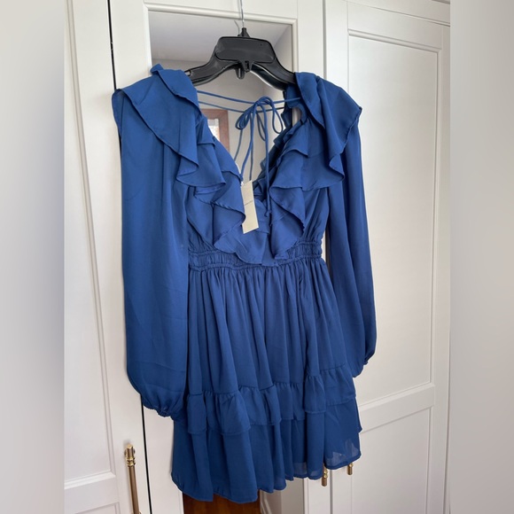 ABERCROMBIE & FITCH Women's Long-Sleeve Ruffle Mini Dress - Picture 3 of 6